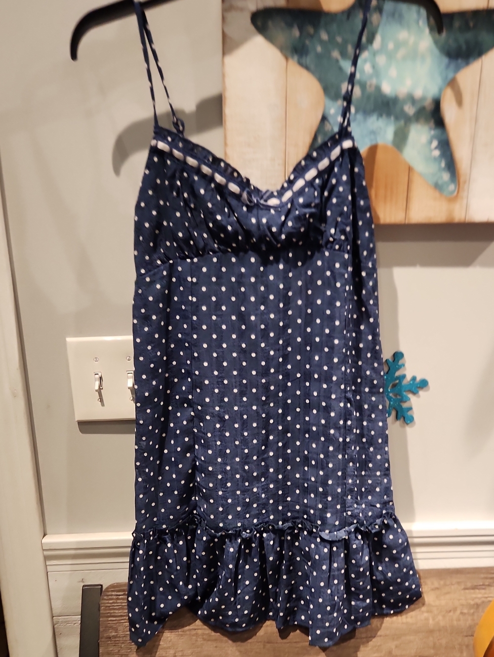 No Boundaries Navy Polka Dot Ruffle Mini Dress